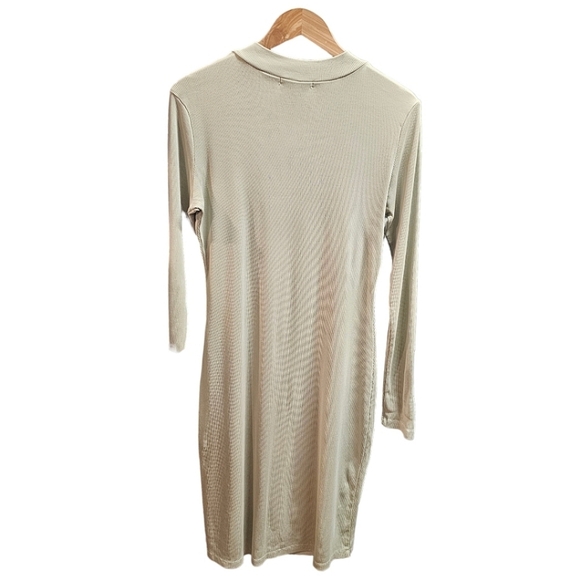 Young Fabulous & Broke Sage Green Ribbed Long Sleeve Bodycon Midi Dress Large - Picture 7 of 13